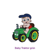 Geburtsfigur Baby auf grünem Traktor
