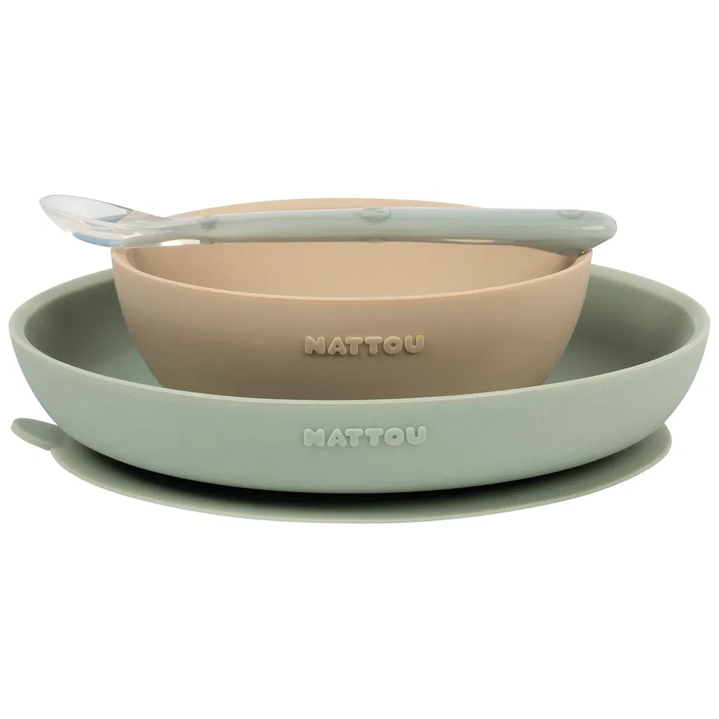 Geschirr Nattou 3 teiliges Silikon Esslernset