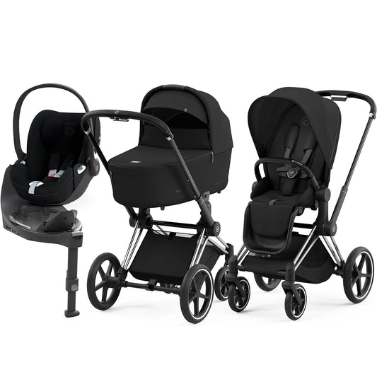 Cybex Priam Set 4-in-1 mit Cloud T i-Size  Plus Babyschale (Chrome mit Schwarz - Sepia Black)