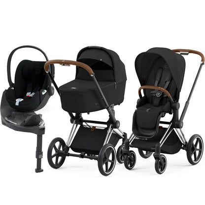 Cybex Priam Set 4-in-1 mit Cloud T i-Size  Plus Babyschale (Chrome mit Brown - Sepia Black)