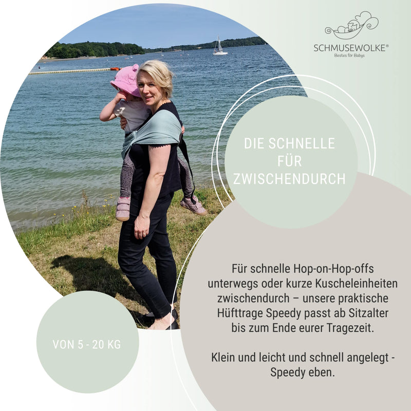 Speedy Eucalyptus Hüfttrage aus Musselin für Babys und Kleinkinder