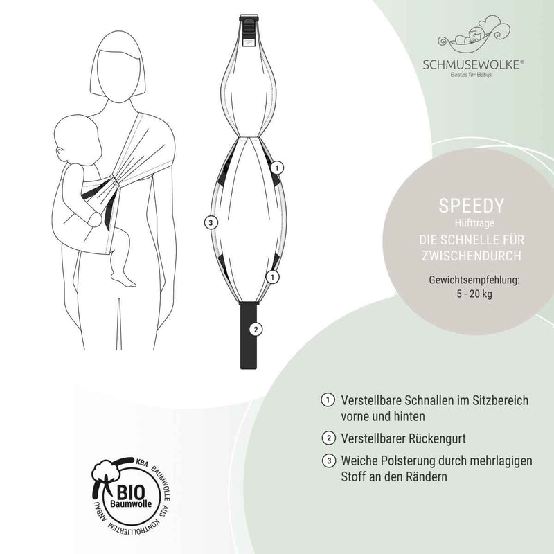 Speedy Silvergrey Hüfttrage aus Musselin