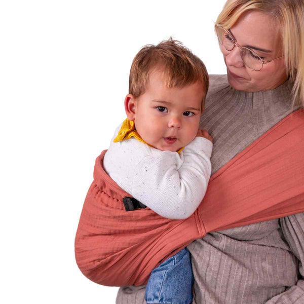 Speedy Terracotta Hüfttrage aus Musselin für Babys und Kleinkinder