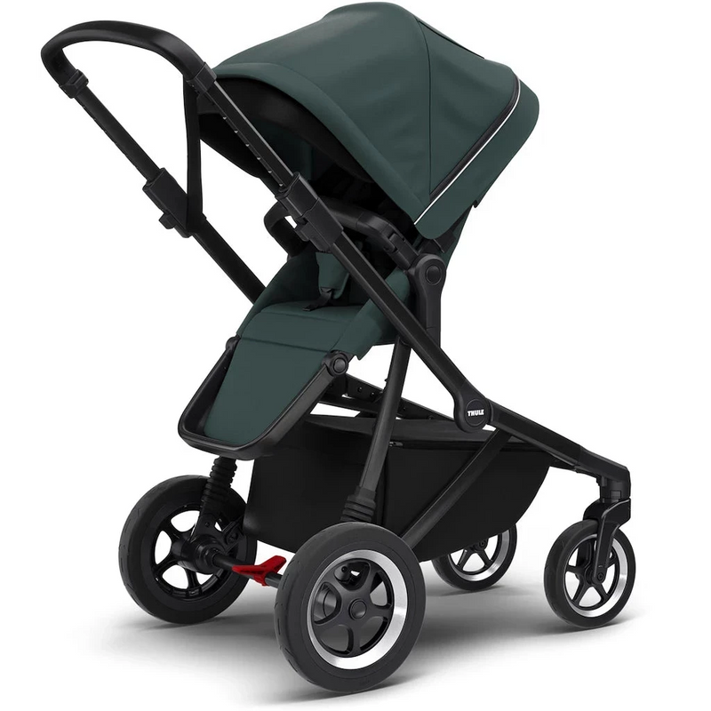 Thule Sleek Geschwisterwagen mit Babywanne und Zweitsitz in Soft Green