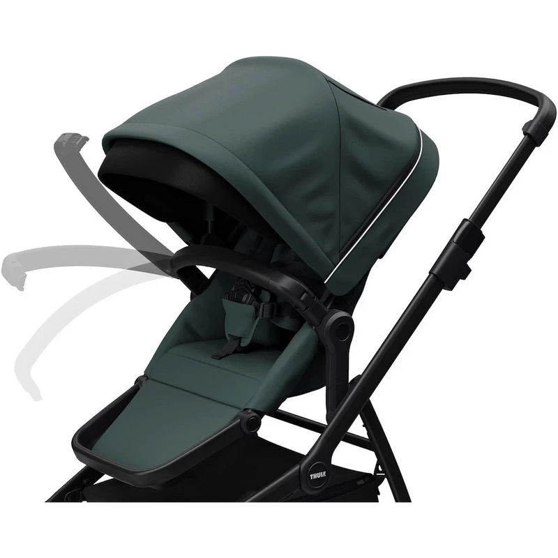 Thule Sleek Geschwisterwagen mit Babywanne und Zweitsitz in Soft Green