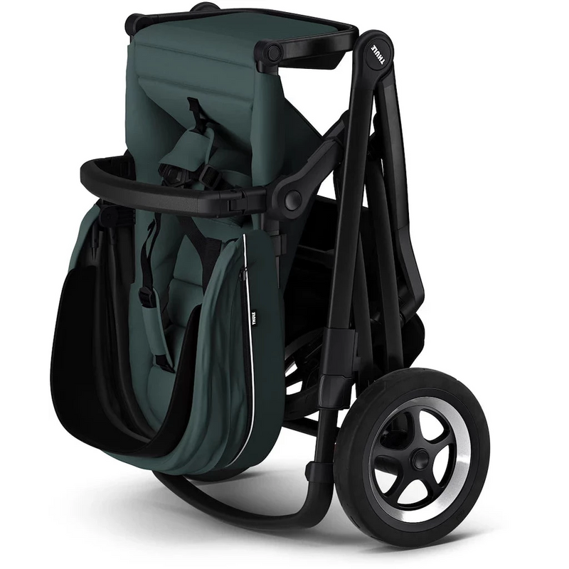 Thule Sleek Geschwisterwagen mit Babywanne und Zweitsitz in Soft Green
