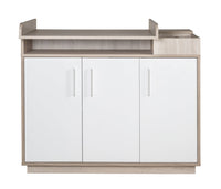 Kinderzimmerset 'Olaf' inkl. Kombi-Bett 70 x 140 cm, Wickelkommode & 3-türigem Schrank, Luna Elm/weiß