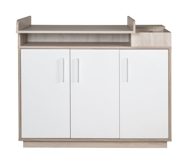 Kinderzimmerset 'Olaf' inkl. Kombi-Bett 70 x 140 cm, Wickelkommode & 3-türigem Schrank, Luna Elm/weiß