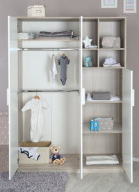 Kinderzimmerset 'Olaf' inkl. Kombi-Bett 70 x 140 cm, Wickelkommode & 3-türigem Schrank, Luna Elm/weiß