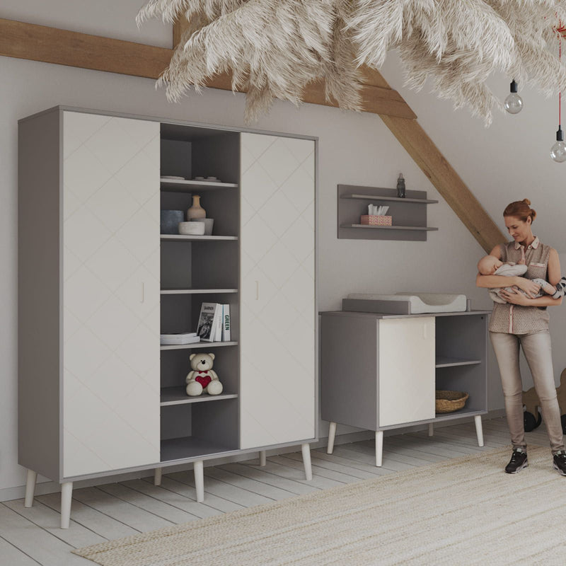 BISAL Kleiderschrank Peak XL (grau-weiss)