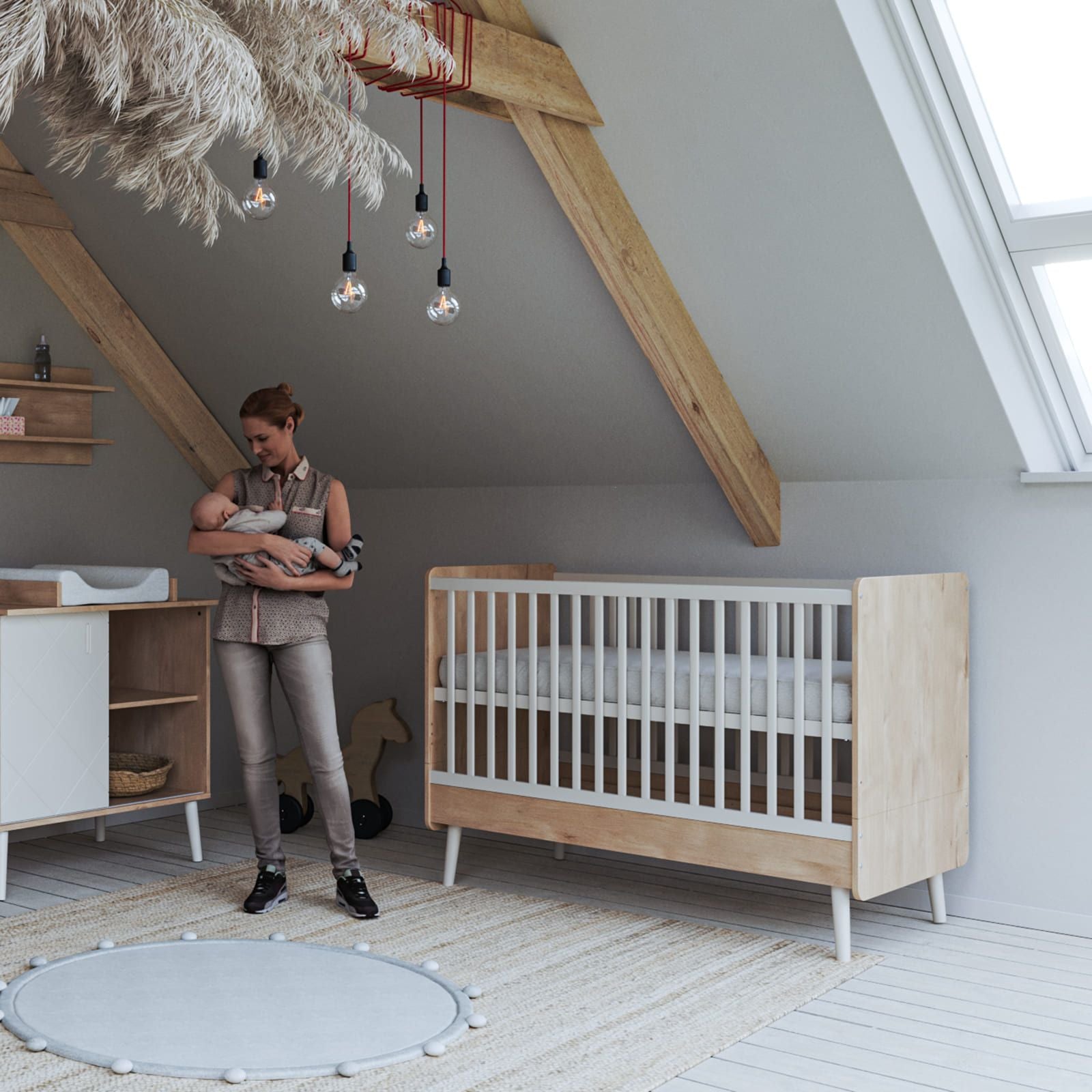 BISAL Kinderbett Peak (70 x 140 cm, nature-weiß)