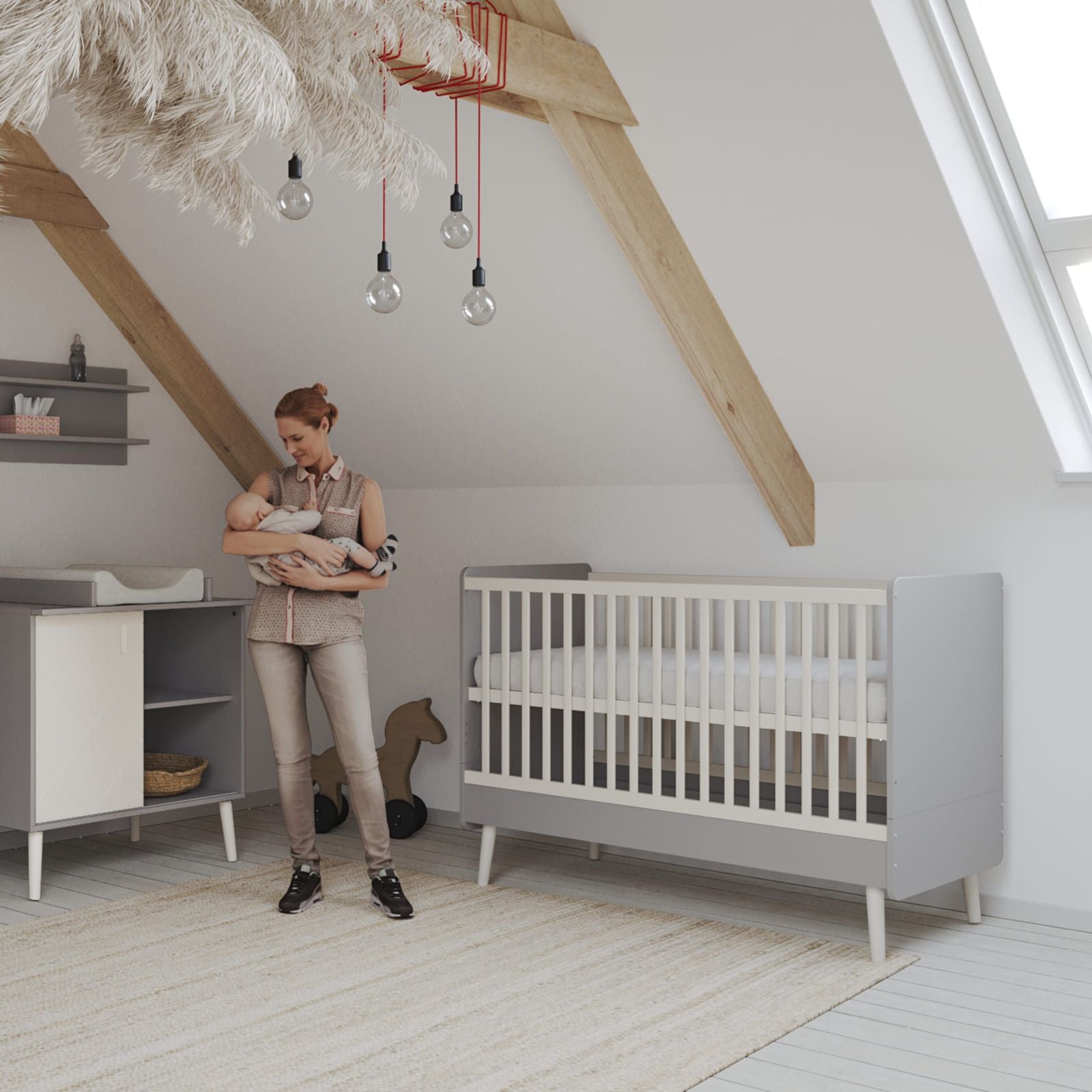 BISAL Peak Kinderbett 70 x 140 cm (grau-weiß)